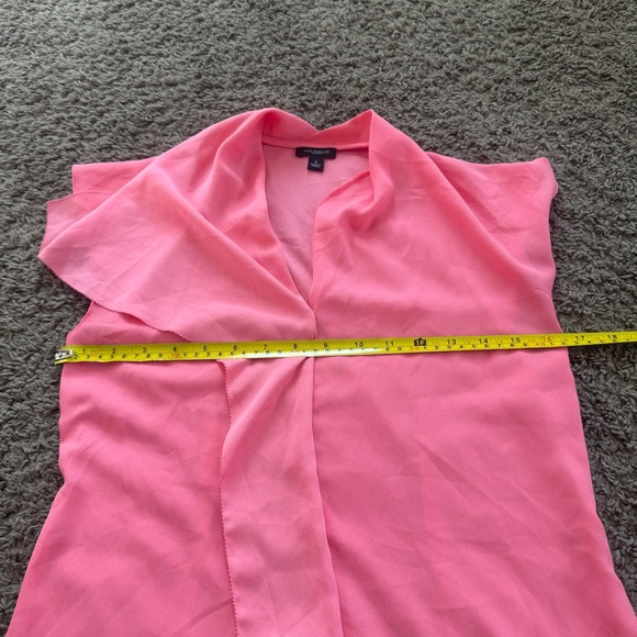 Ann Taylor Barbie Bubblegum Pink Cap Sleeve Top Blouse Drape Ruffle Size 2 - Picture 7 of 7